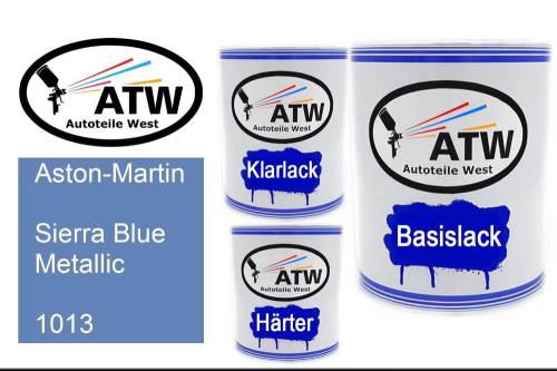 Aston-Martin, Sierra Blue Metallic, 1013: 1L Lackdose + 1L Klarlack + 500ml Härter - Set, von ATW Autoteile West.